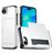 Mobigear Card Coque iPhone 16e Coque arrière Rigide Anti-Chocs avec Porte-Cartes - Blanc