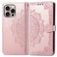 Mobigear Mandala Housse iPhone 16 Etui Porte-Monnaie - Rose doré