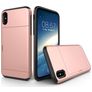 Mobigear Card Coque iPhone X Coque arrière Rigide Anti-Chocs avec Porte-Cartes - Rose doré