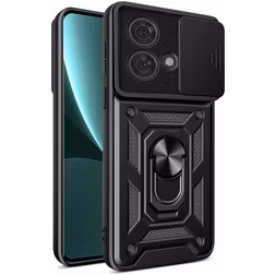 Mobigear Armor Ring Cam Slide Coque Motorola Edge 40 Neo Coque arrière Rigide Anti-Chocs avec Anneau-Support et Protecteur Lentilles - Noir