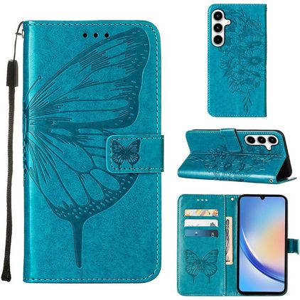 Mobigear Butterfly Samsung Galaxy A35 Étui Portefeuille - Bleu