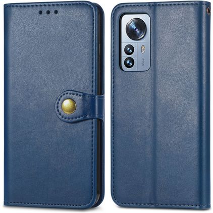 Mobigear Snap Button Housse Xiaomi 12 Pro Etui Porte-Monnaie - Bleu