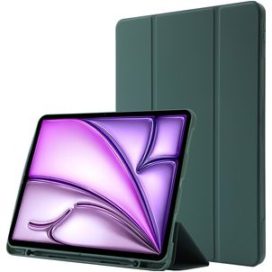 Mobigear Tri-Fold Gel Coque iPad Air 13 Pouces (2024) Etui en TPU,Similicuir + Porte-crayon - Vert