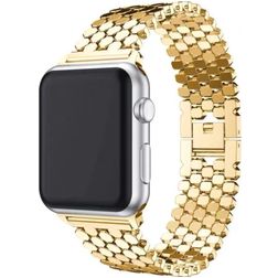 Mobigear Honeycomb Bracelet Acier Apple Watch Fermeture boucle ardillon - 42/41/40/38 mm - Or