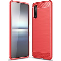 Mobigear Brushed Slim Coque Sony Xperia 10 III Coque arrière en TPU Souple - Rouge