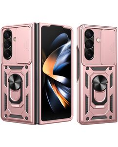 Mobigear Armor Ring Cam Slide Coque Samsung Galaxy Z Fold 8 Ultra Coque arrière Rigide Anti-Chocs avec Anneau-Support et Protecteur Lentilles - Rose doré