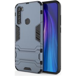 Mobigear Armor Stand Coque Xiaomi Redmi Note 8T Coque arrière Rigide Anti-Chocs avec Support Amovible - Bleu Marin