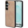 Mobiparts Classic Coque Samsung Galaxy S25 MagSafe Coque arrière en TPU,Similicuir - Moonstone Beige