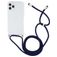 Mobigear Lanyard iPhone 12 Pro Max Coque avec cordon en TPU Souple - Transparent / Dark Blue