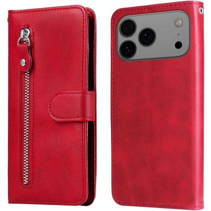 Mobigear Zipper Housse iPhone 17 Pro Max Etui Porte-Monnaie - Rouge