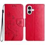 Mobigear Flowers Housse iPhone 16 Etui Porte-Monnaie - Rouge