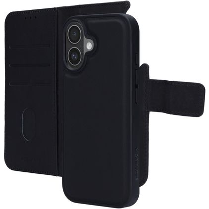Mobiparts iPhone 17 Coque Cuir véritable Étui 2en1 avec coque amovible Portefeuille - Noir