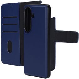 Mobiparts Samsung Galaxy S26 Coque Cuir véritable Étui 2en1 avec coque amovible Portefeuille - Bleu