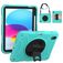 Mobigear SureGrip Coque iPad 10 (2022) Coque arrière en Plastique rigide,Silicone + Porte-crayon + Bandoulière + Support Amovible - Turquoise