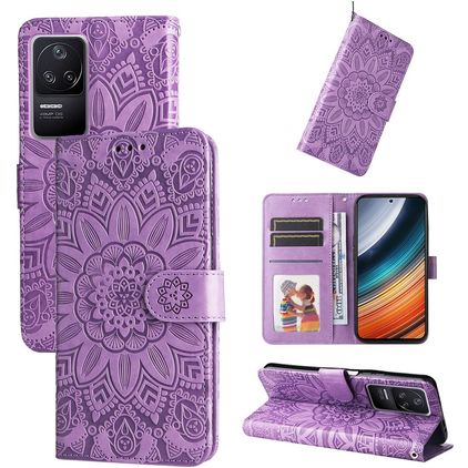 Mobigear Sunflower Housse POCO F4 Etui Porte-Monnaie - Violet