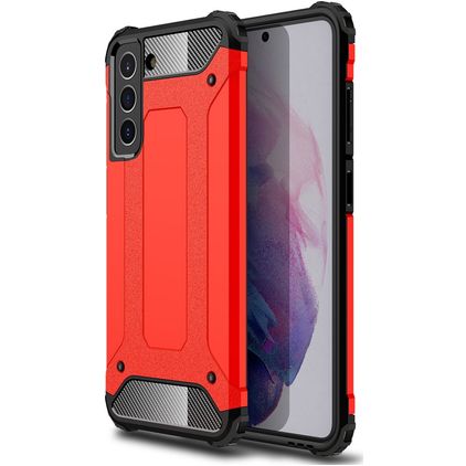 Mobigear Outdoor Coque Samsung Galaxy S21 FE Coque arrière Rigide Anti-Chocs - Rouge