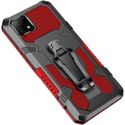 Mobigear Armor Stand Realme C21 Plastique rigide Coque arrière Antichoc avec béquille - Noir / Rouge