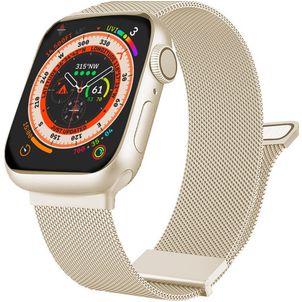 Mobigear Luxury Loop Bracelet Milanais pour Apple Watch Fermeture magnétique - 42/41/40/38 mm - Lumière stellaire