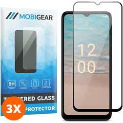 Mobigear Premium Nokia G22 Verre trempé Protection d'écran - Compatible Coque - Noir (Lot de 3)