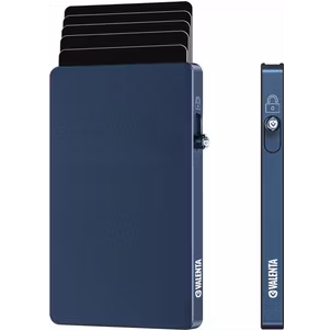 Valenta Cardprotector - Porte Cartes en en Aluminium - 7 Cartes - Compatible MagSafe - Bleu