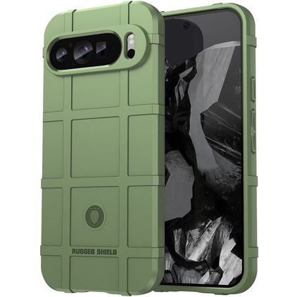 Mobigear Rugged Shield Coque Google Pixel 9 Pro Coque arrière en TPU Souple Anti-Chocs - Vert