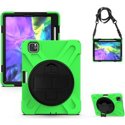 Mobigear SureGrip XGuard Coque iPad Air 4 (2020) Coque arrière en Plastique rigide,Silicone + Porte-crayon + Bandoulière + Support Amovible - Vert
