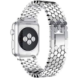 Mobigear Honeycomb Bracelet Acier pour Apple Watch Fermeture boucle ardillon - 49/46/45/44 mm - Argent