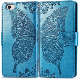 Mobigear Butterfly Housse iPhone SE (2020) Etui Porte-Monnaie - Bleu