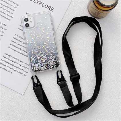 Mobigear Lanyard iPhone 13 Coque avec cordon en TPU Souple - Noir