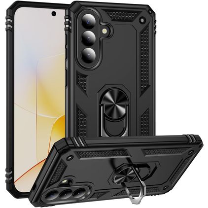 Mobigear Armor ring Samsung Galaxy A57 Plastique rigide Coque arrière Antichoc avec bague de maintien - Noir