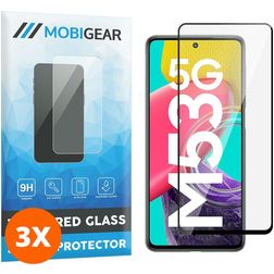 Mobigear Premium Samsung Galaxy M53 Verre trempé Protection d'écran - Compatible Coque - Noir (Lot de 3)