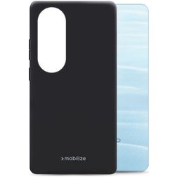 Mobilize Rubber Gelly Coque OPPO A60 Coque arrière en TPU Souple - Noir