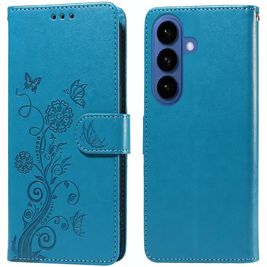 Mobigear Flowers Housse Samsung Galaxy S26 Plus Etui Porte-Monnaie - Bleu