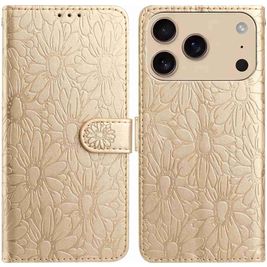 Mobigear Flowers Housse iPhone 17 Pro Max Etui Porte-Monnaie - Or