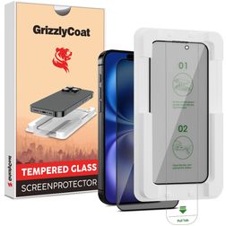 GrizzlyCoat AlignPro AntiSpy iPhone 16 Plus Verre trempé Protection d'écran Anti-espion - Compatible coque + Cadre de pose