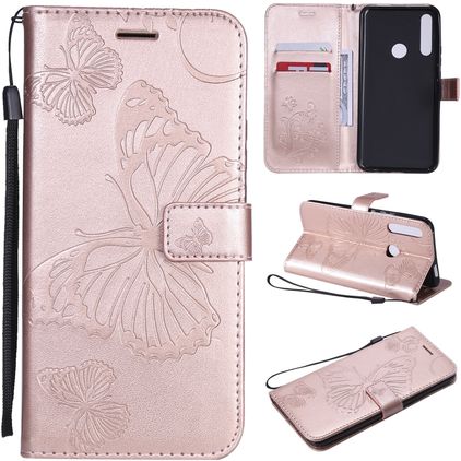 Mobigear Butterfly Housse Huawei P Smart Z Etui Porte-Monnaie - Rose doré