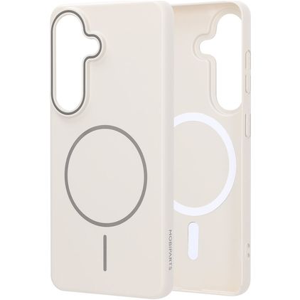 Mobiparts Slim Line Coque Samsung Galaxy S26 MagSafe Coque arrière Rigide - Off White
