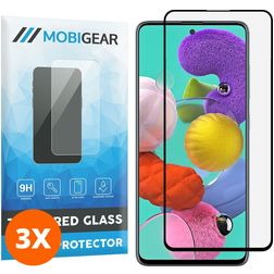 Mobigear Premium Samsung Galaxy A51 Verre trempé Protection d'écran - Compatible Coque - Noir (Lot de 3)