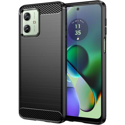 Mobigear Brushed Slim Coque Motorola Moto G54 Coque arrière en TPU Souple - Noir