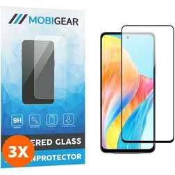 Mobigear Premium OPPO A58 4G Verre trempé Protection d'écran - Compatible Coque - Noir (Lot de 3)