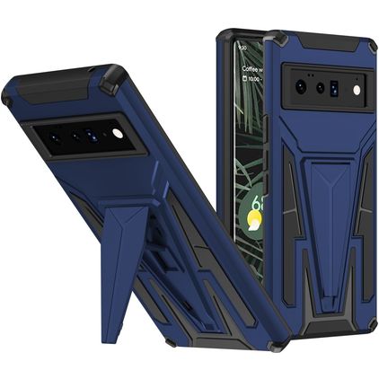 Mobigear Armor Stand Google Pixel 6 Pro Plastique rigide Coque arrière Antichoc avec béquille - Bleu