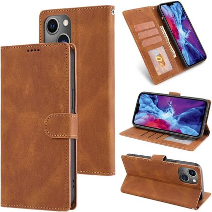 Mobigear Wallet Housse iPhone 14 Plus Etui Porte-Monnaie - Marron