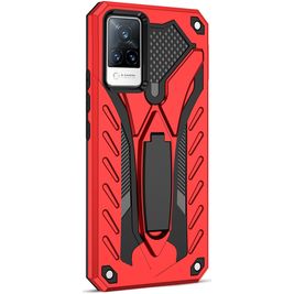 Mobigear Armor Stand Coque Vivo V21 Coque arrière Rigide Anti-Chocs avec Support Amovible - Rouge