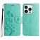 Mobigear Flowers Housse iPhone 16 Pro Max Etui Porte-Monnaie - Vert