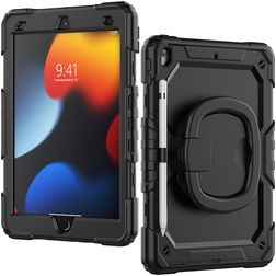 Mobilize Rotating Defender iPad 7 (2019) Plastique rigide / Silicone Coque arrière + Bandoulière + Support - Noir