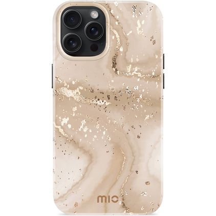 MIO iPhone 15 Pro Max MagSafe Plastique rigide Coque arrière - Gold Marble