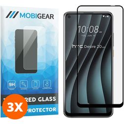 Mobigear Premium HTC Desire 20 Pro Verre trempé Protection d'écran - Compatible Coque - Noir (Lot de 3)