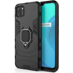 Mobigear Armor Ring Coque Realme C11 (2020) Coque arrière Rigide Anti-Chocs avec Anneau-Support - Noir