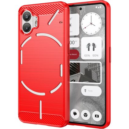 Mobigear Brushed Slim Coque Nothing Phone (2) Coque arrière en TPU Souple - Rouge