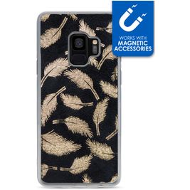 My Style Magneta Coque Samsung Galaxy S9 Coque arrière en TPU Souple - Golden Feathers